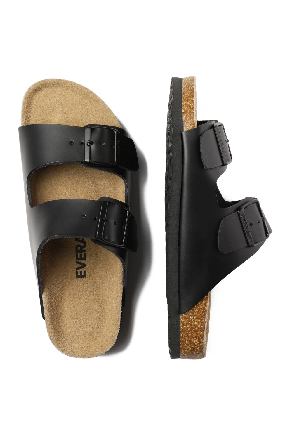 Duck Racing Sandals EVER AU Duck Leather Twin Buckle Sandals-BLACK LEATHER