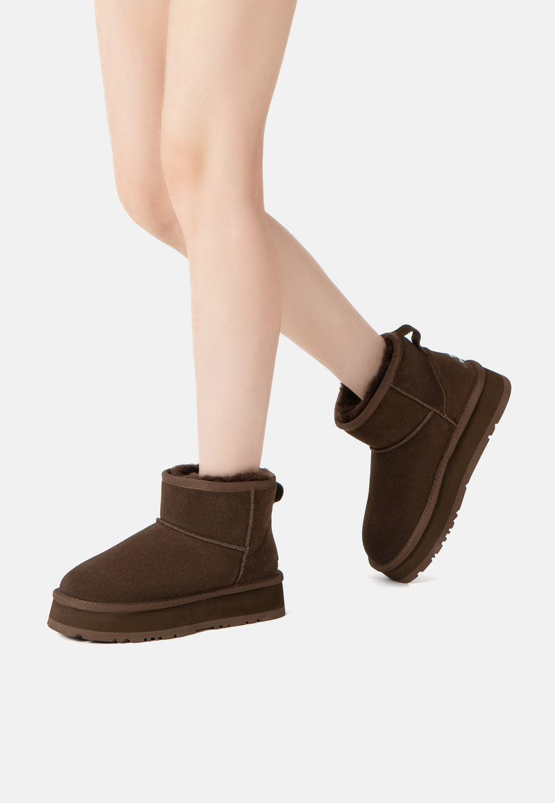 Dusky Leather Platform Short Boots