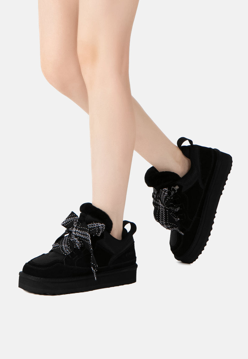 Marbled Lace up Platform Boots