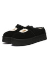 Plumed Ankle Platform Slippers