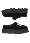 Plumed Ankle Platform Slippers