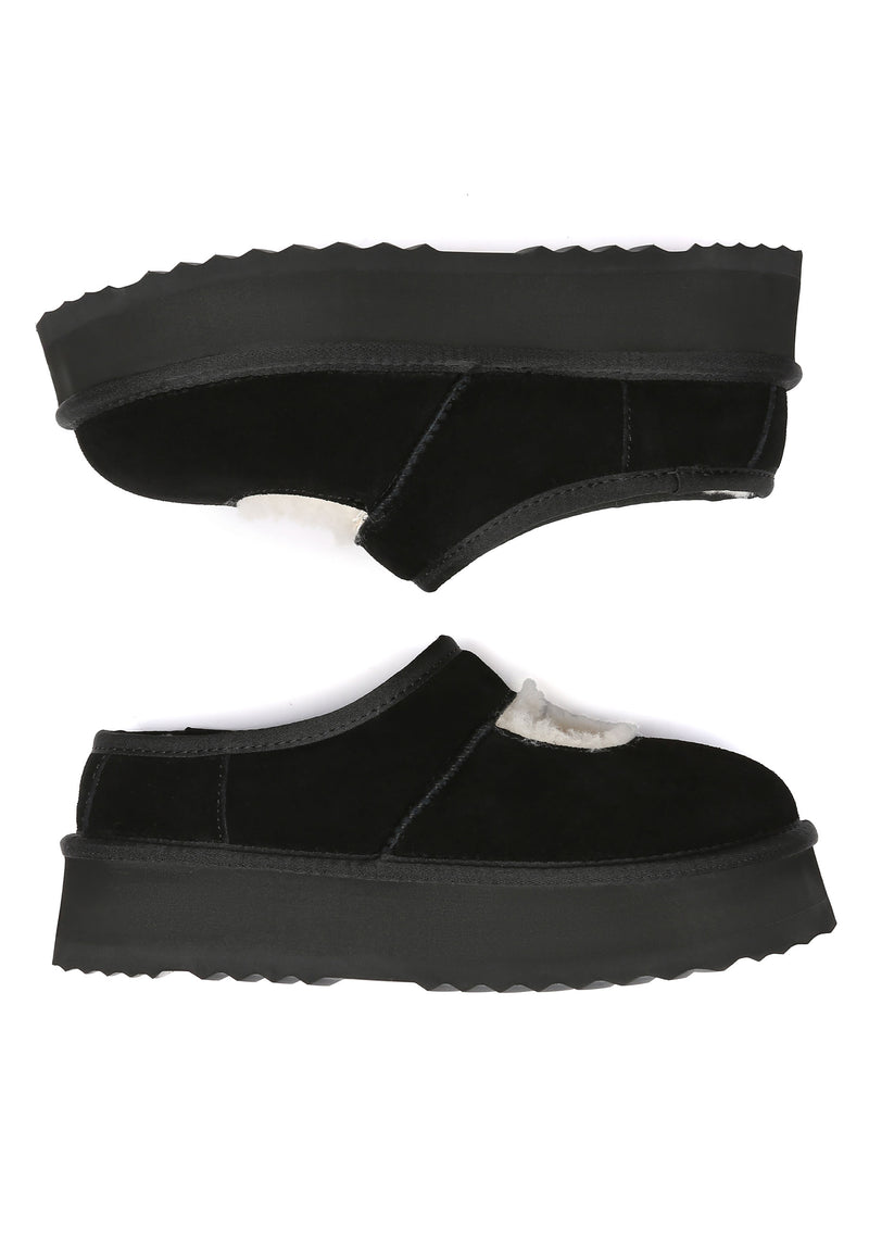 Plumed Ankle Platform Slippers