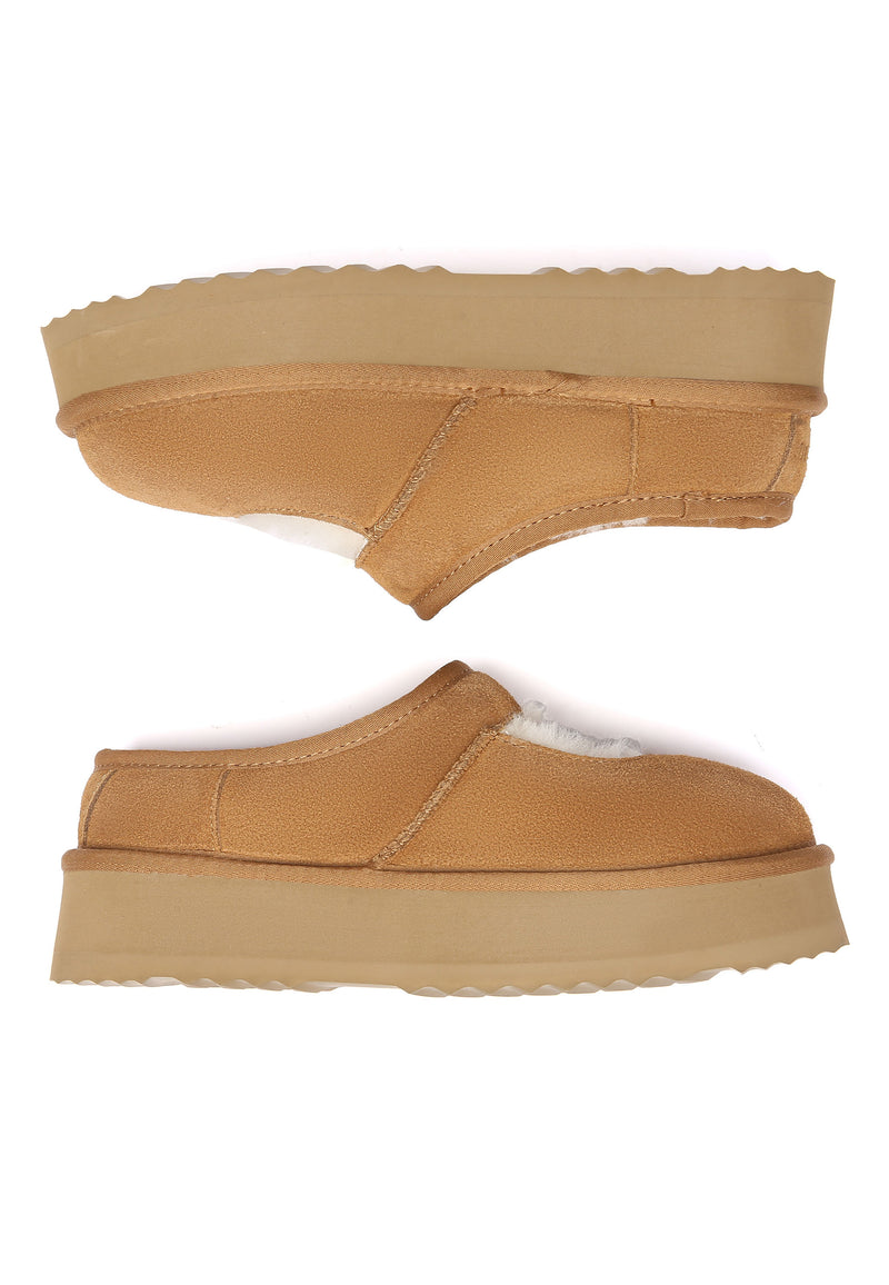 Plumed Ankle Platform Slippers
