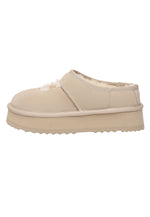 Plumed Ankle Platform Slippers