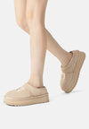 Plumed Ankle Platform Slippers