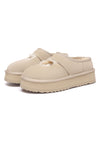 Plumed Ankle Platform Slippers