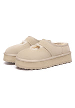 Plumed Ankle Platform Slippers